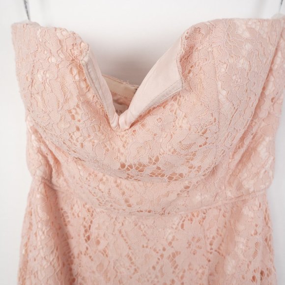 Donna Morgan Collection x BHLDN Reese Strapless Notch Neck floral Lace Gown sz 0 - Picture 8 of 16